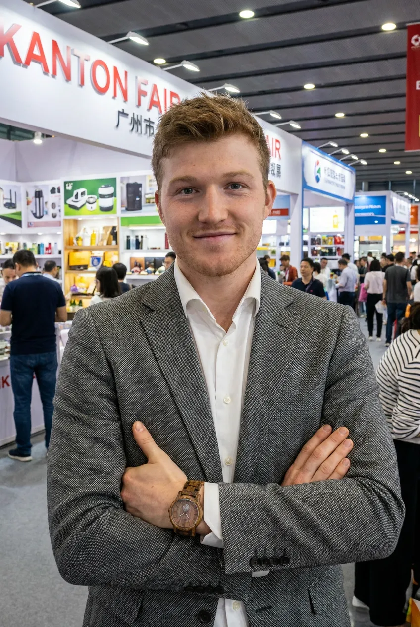 Bram van der Wielen, oprichter van VanderWielen Imports, op de Canton Fair in Guangzhou